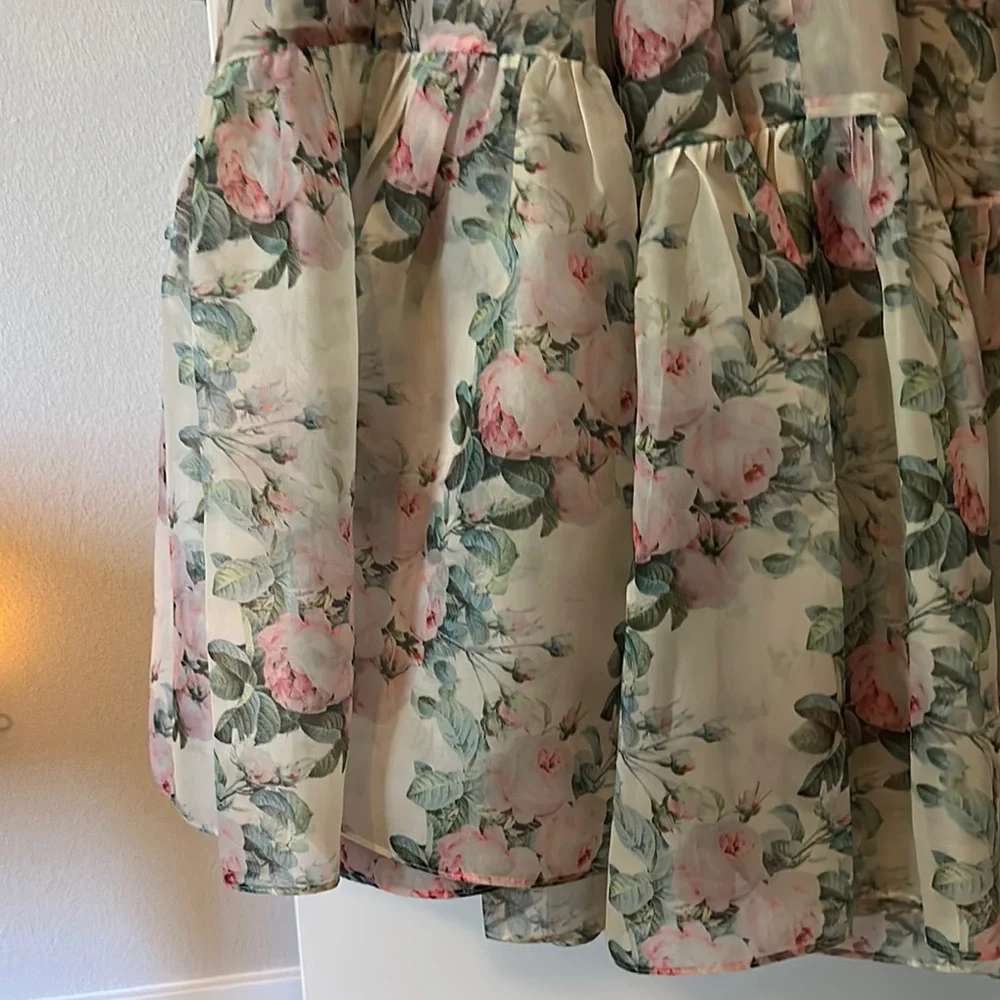 Selkie Floral Maxi Dress in Pale Green and Pink - Picture 5 of 5